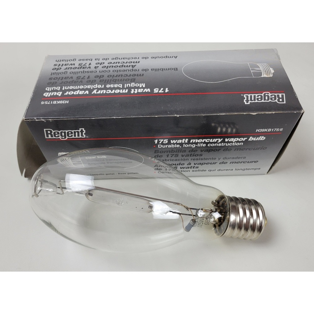 Regent 175 Watt Mercury Vapor Bulb Mogul Base H39KB175/6 Clear HID Lamp